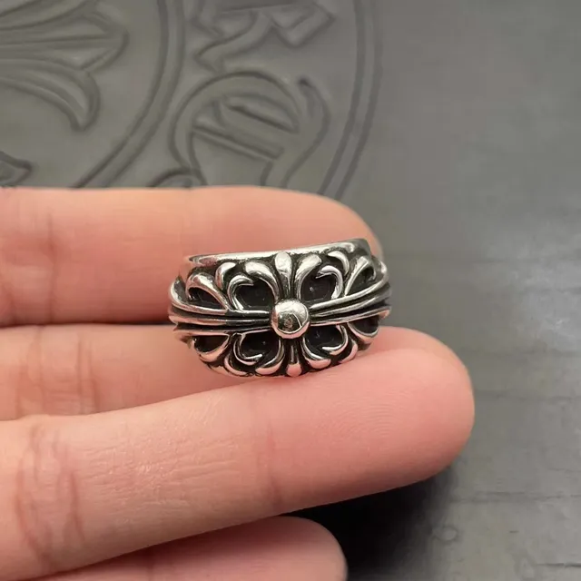 Chrome Hearts Fleur de Lis ऑक्सीडाइज्ड चांदी अंगूठी 6