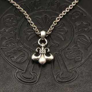 Chrome Hearts Fleur de Lis सिल्वर पेंडेंट नेकलेस