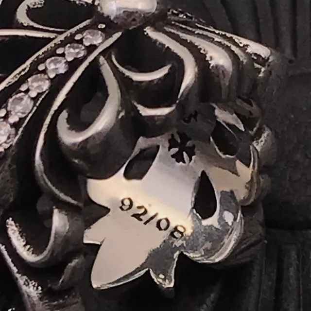 Chrome Hearts 花形十字 Pavé 水晶银戒指 4
