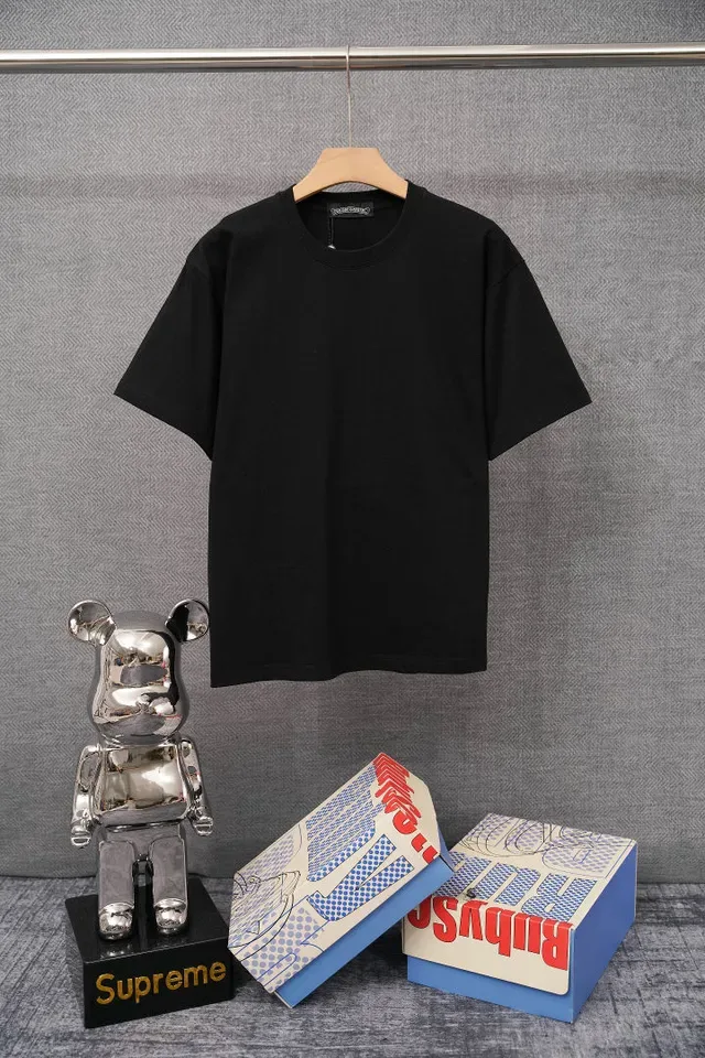 Chrome Hearts Graphic Print Blue Cross Logo Black T-Shirt 2