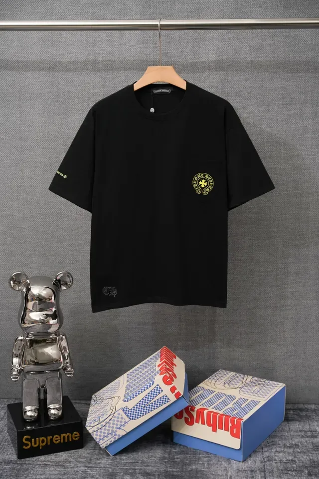 Chrome Hearts সাদা হলুদ পকেট ক্রুনেক টি-শার্ট 3