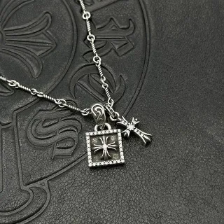 Chrome Hearts चाँदी काला मोड़ी रस्सी चेन पावे सेट वर्ग लॉकेट हार