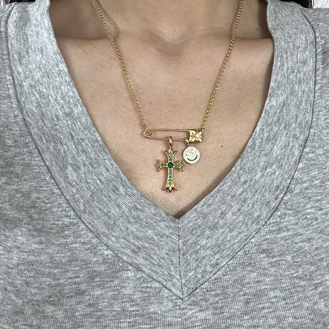 Chrome Hearts Smiley Cross و Pavé Cross Gold-Tone سلاسل حجر كريم 2