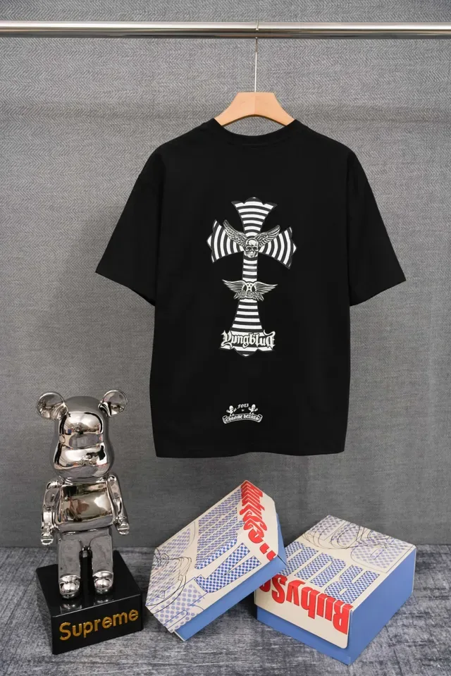 T-shirt noir Chrome Hearts brodé à tête de mort ailée 2