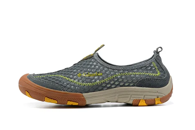 Columbia Chaussure de bateau grise et jaune en maille slip-on pour eau 2