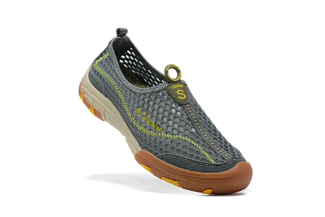 Columbia Chaussure de bateau grise et jaune en maille slip-on pour eau 3