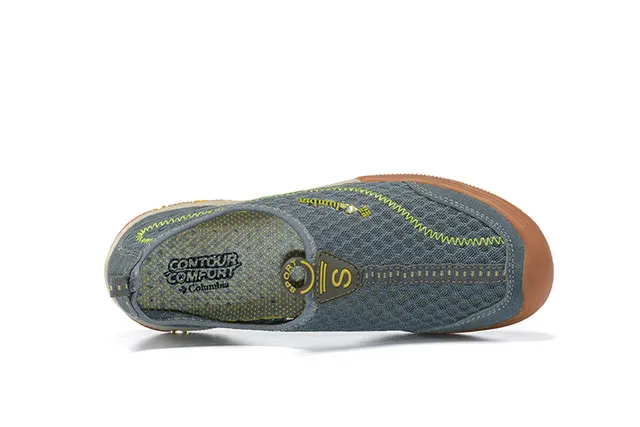 Columbia Chaussure de bateau grise et jaune en maille slip-on pour eau 5