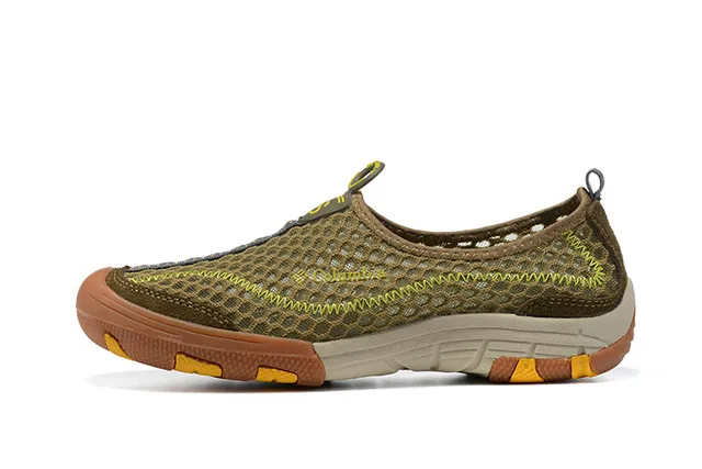 Columbia Chaussure de bateau grise et jaune en maille slip-on pour eau 8