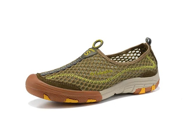 Columbia Chaussure de bateau grise et jaune en maille slip-on pour eau 9