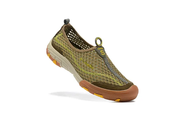 Columbia Chaussure de bateau grise et jaune en maille slip-on pour eau 10