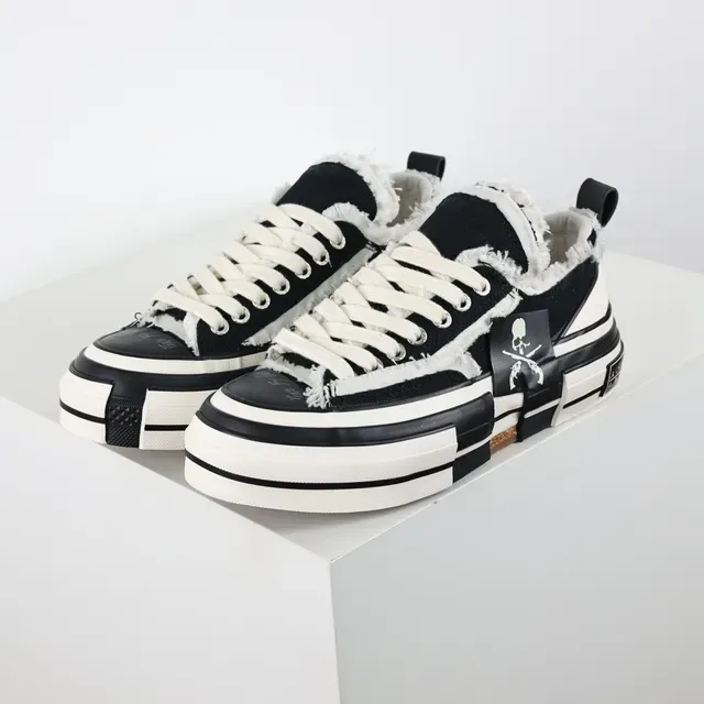 Converse Zapatillas Lifestyle Negro Blanco Borde Deshilachado Lona Suela Media Capa 2