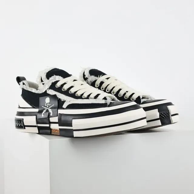 Converse Zapatillas Lifestyle Negro Blanco Borde Deshilachado Lona Suela Media Capa 3