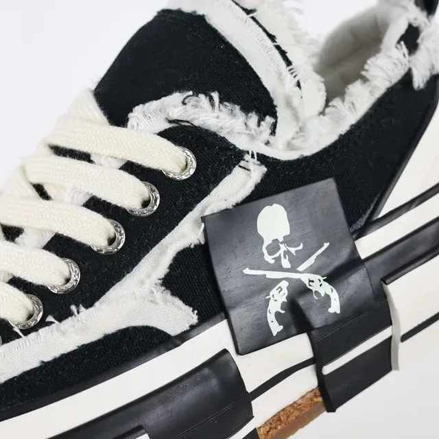 Converse Zapatillas Lifestyle Negro Blanco Borde Deshilachado Lona Suela Media Capa 6