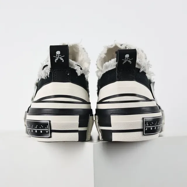 Converse Zapatillas Lifestyle Negro Blanco Borde Deshilachado Lona Suela Media Capa 8