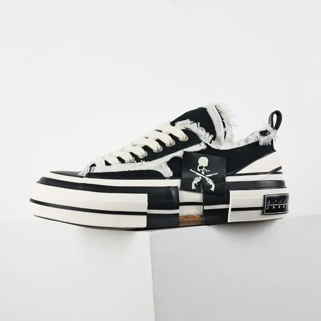 Converse Zapatillas Lifestyle Negro Blanco Borde Deshilachado Lona Suela Media Capa 9
