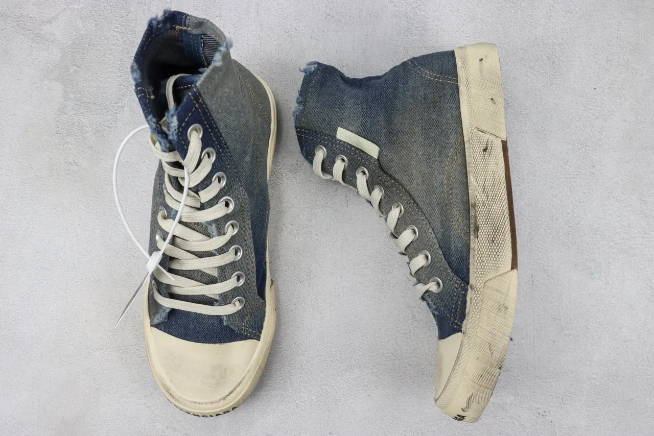 Converse Tênis Lifestyle Azul Bege com parte superior de denim high top 3