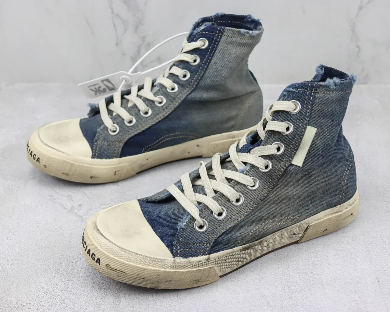 Converse Tênis Lifestyle Azul Bege com parte superior de denim high top 4