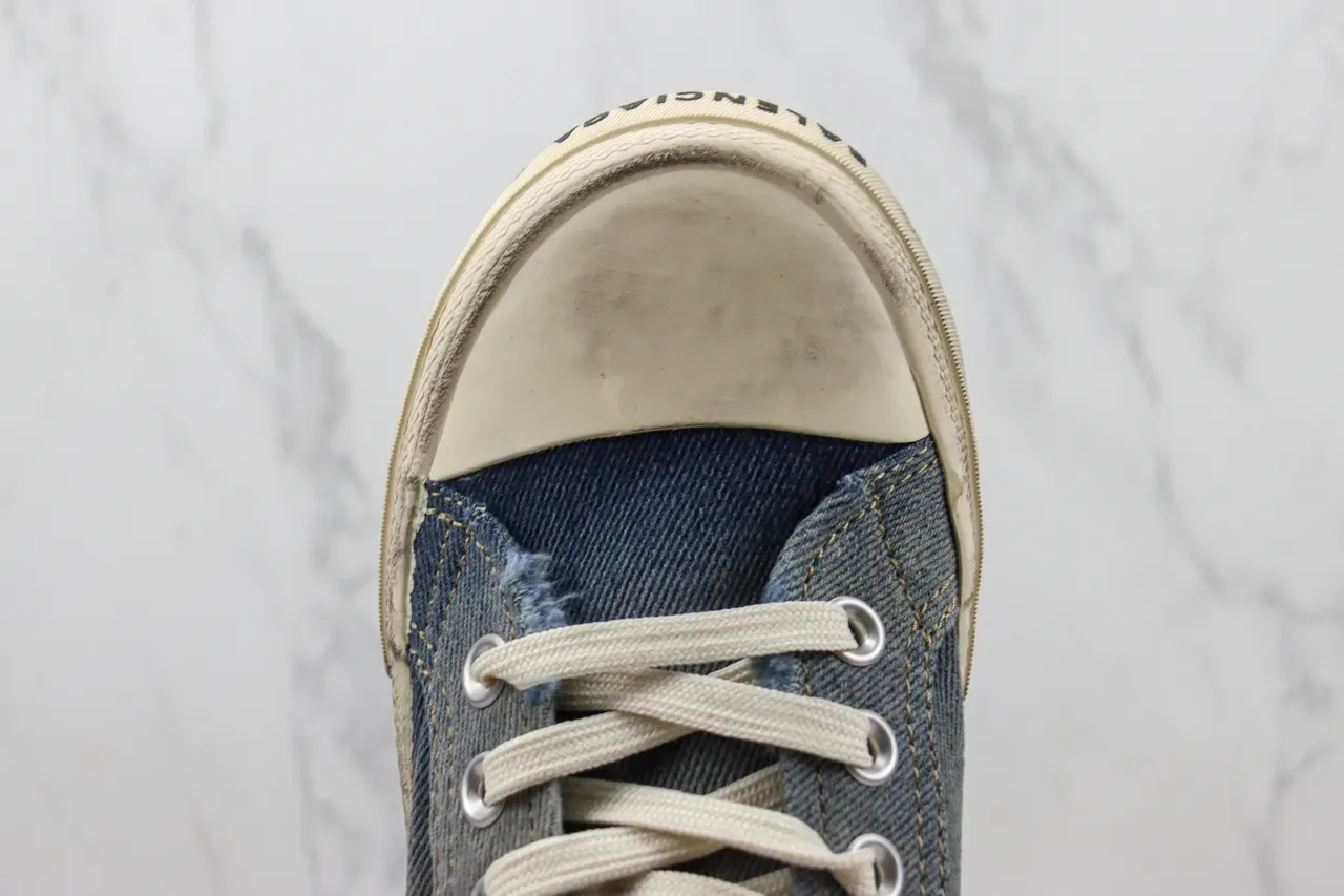 Converse Tênis Lifestyle Azul Bege com parte superior de denim high top 6