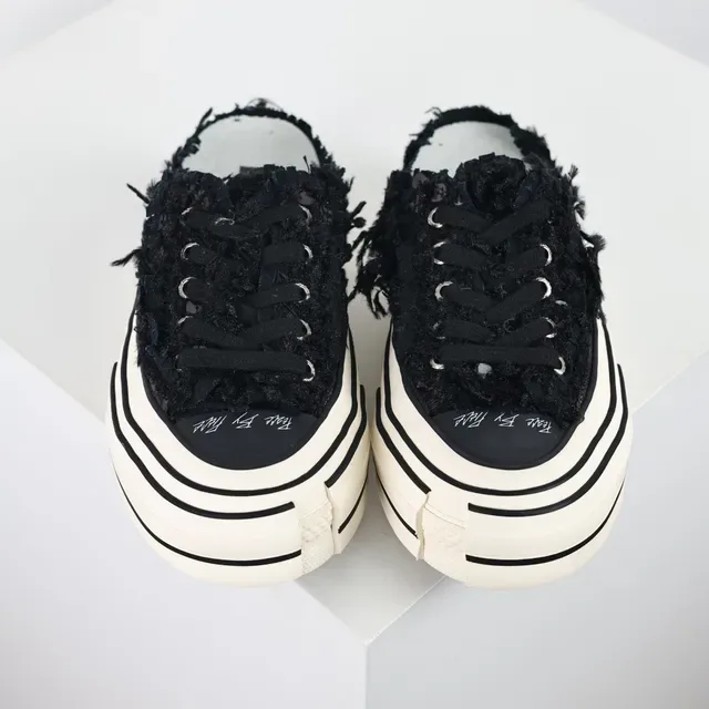 Converse Frayed Black Mule Platform Sneakers 8