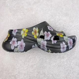 Crocs Echo Clog Floral Print Black Platform Clog