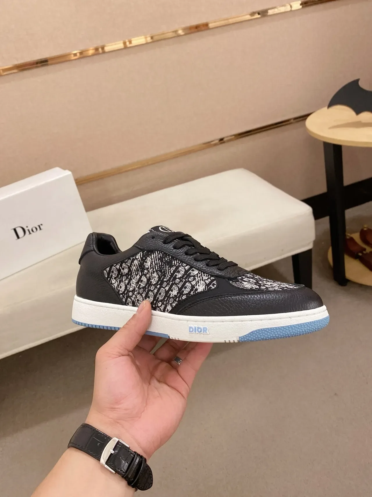 Dior B-Series Black and White Jacquard Lifestyle Sneakers 5