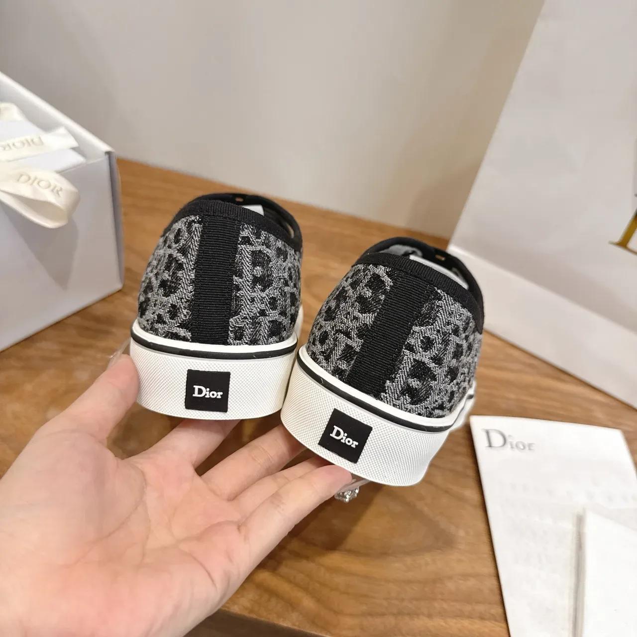 Dior B22 Black White Leopard-Print Textile Lifestyle Sneakers 3