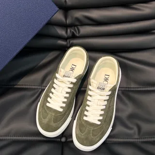 Dior B23 Vert Militaire Blanc Partie supérieure en suède Bas Sneakers Lifestyle
