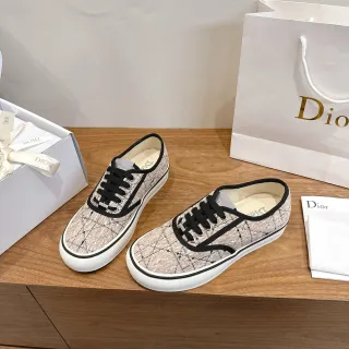 Dior B23 भूरा काला टेक्स्चर्ड कैनवास अपर पाइपिंग और लेस लाइफस्टाइल स्नीकर