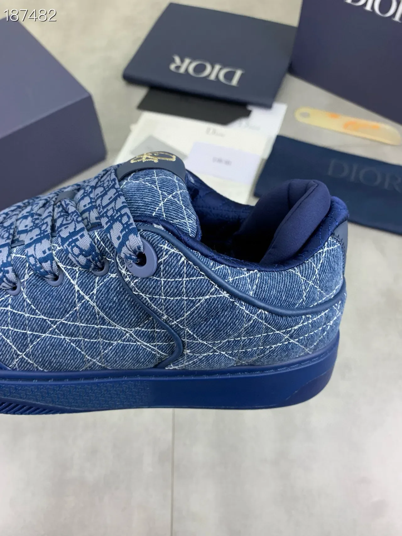 Dior B23 Denim Oblique Monogram Blue Lifestyle Sneakers 3
