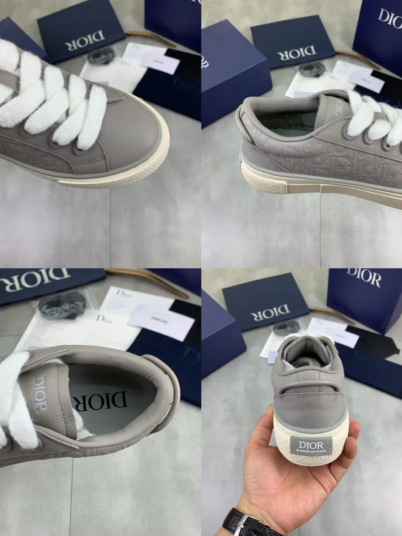 Tênis lifestyle Dior B23 cinza embossed oblique 2