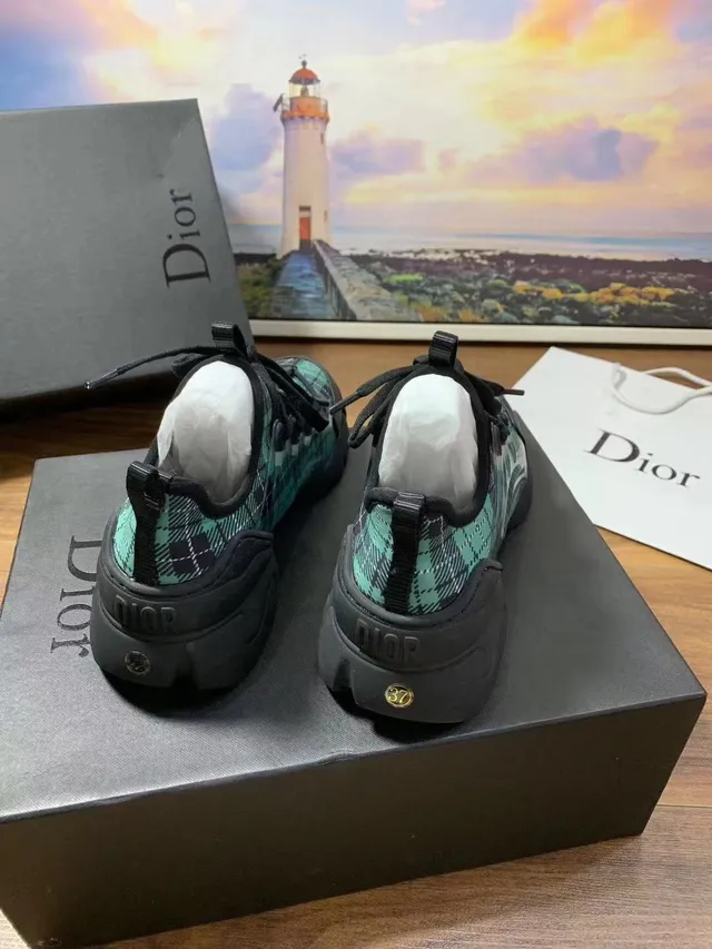 Dior B23 Green and Black Plaid Chunky Sneakers 5