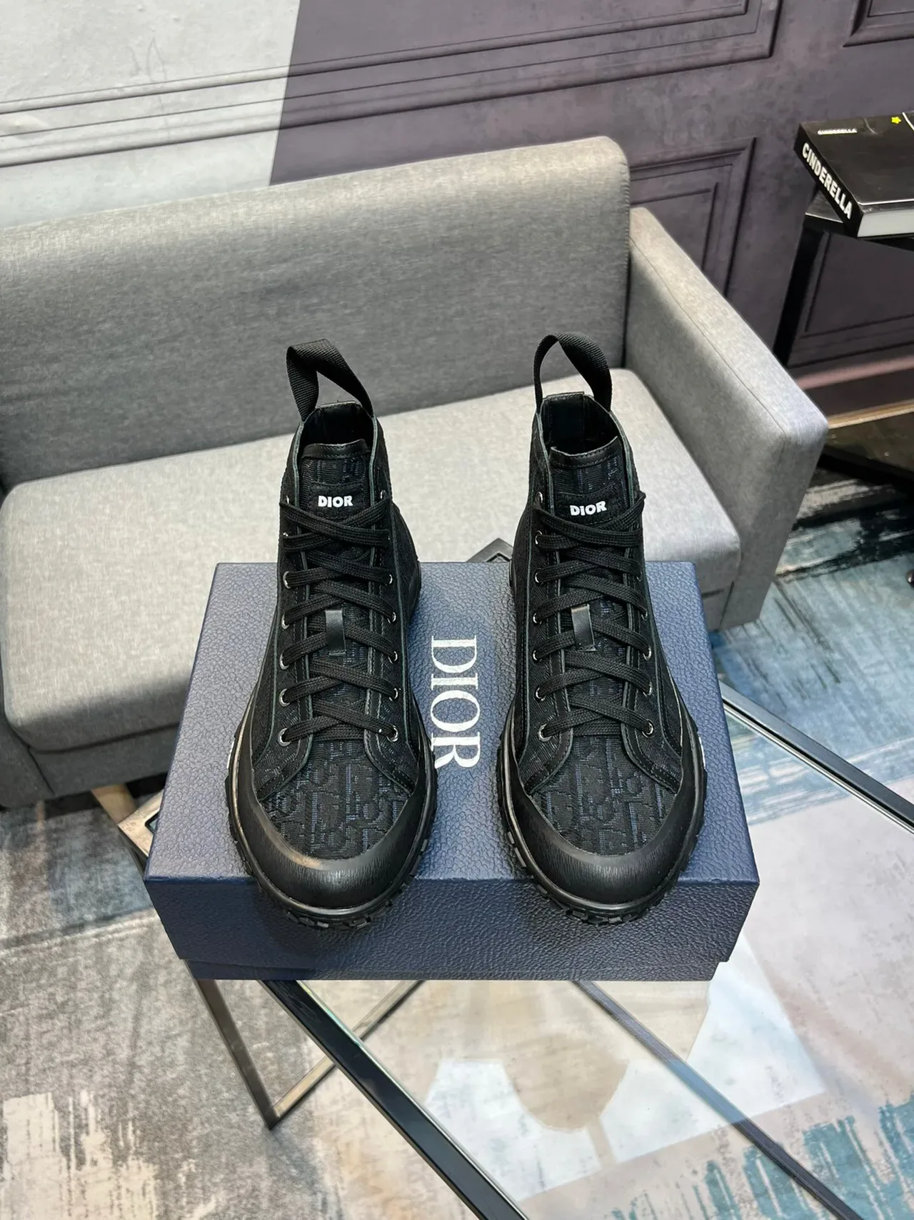 Dior B23 Monogram Noir High-Top Lifestyle Sneakers 2