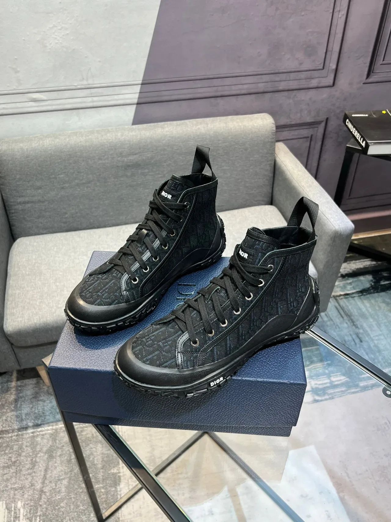 Dior B23 Monogram Noir High-Top Lifestyle Sneakers 3