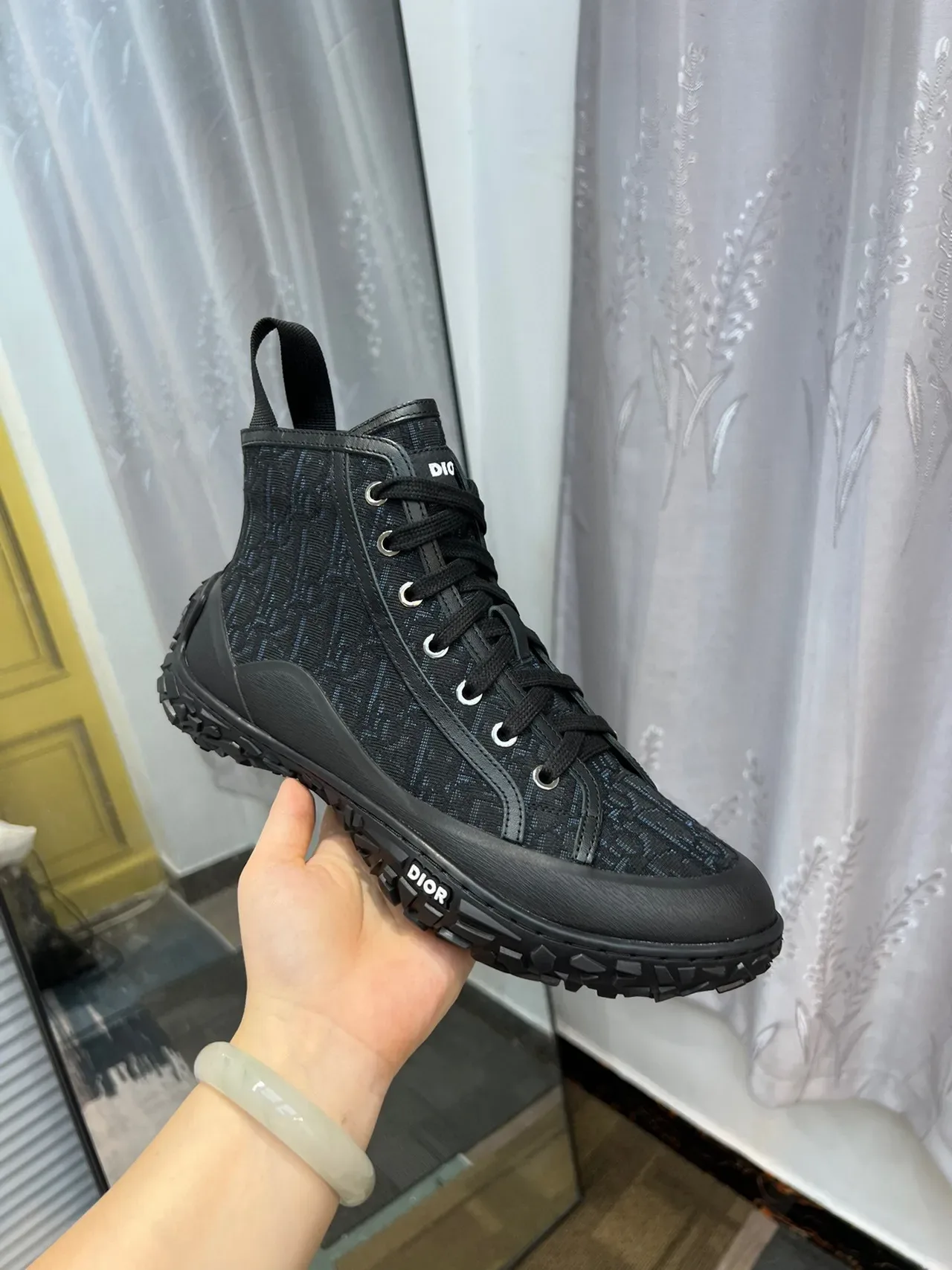 Dior B23 Monogram Noir High-Top Lifestyle Sneakers 6