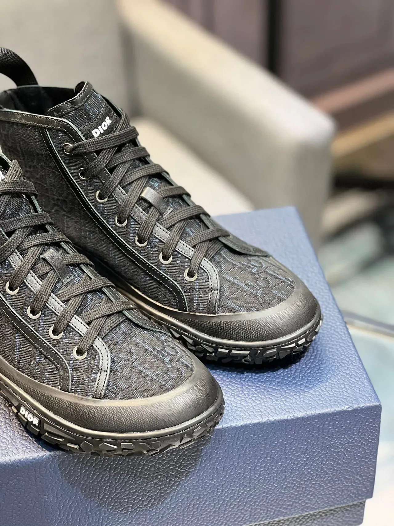 Dior B23 Monogram Noir High-Top Lifestyle Sneakers 9