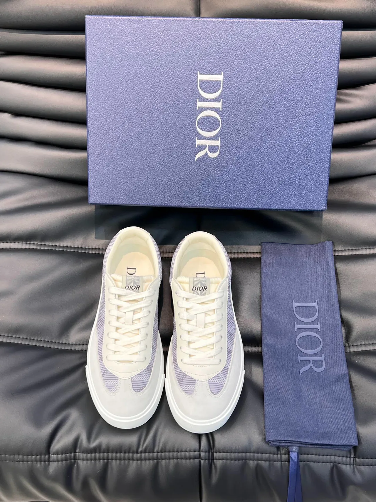 Dior B23 White and Lavender Striped Lifestyle Sneakers 3