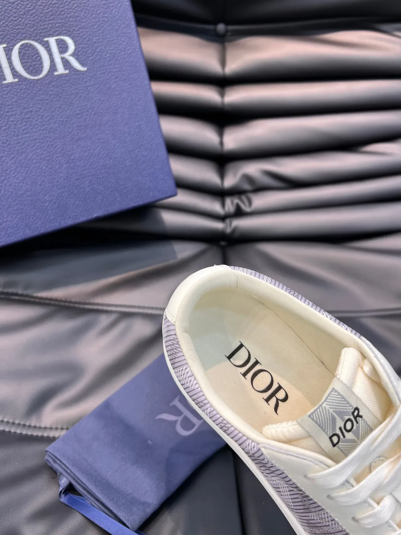 Dior B23 White and Lavender Striped Lifestyle Sneakers 9