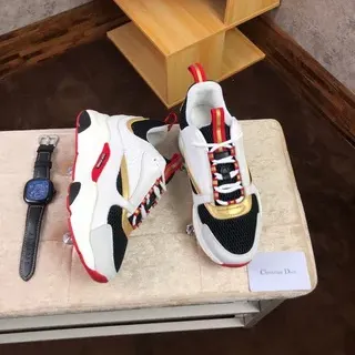 Dior B23 Blanc Noir Rouge Doré Sneakers Chunky