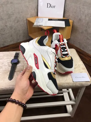 Dior B23 أبيض أسود أحمر ذهبي حذاء ثقيل 4