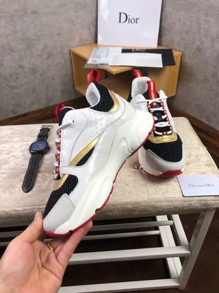 Dior B23 أبيض أسود أحمر ذهبي حذاء ثقيل 5