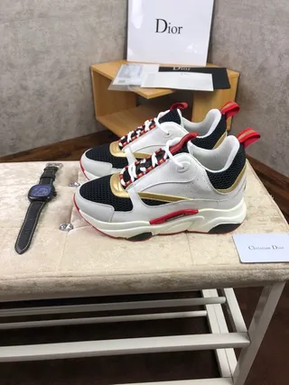Dior B23 أبيض أسود أحمر ذهبي حذاء ثقيل 6