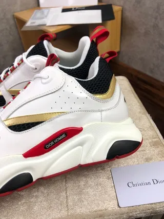 Dior B23 أبيض أسود أحمر ذهبي حذاء ثقيل 7