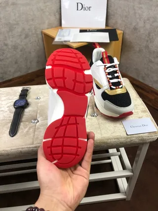 Dior B23 أبيض أسود أحمر ذهبي حذاء ثقيل 8