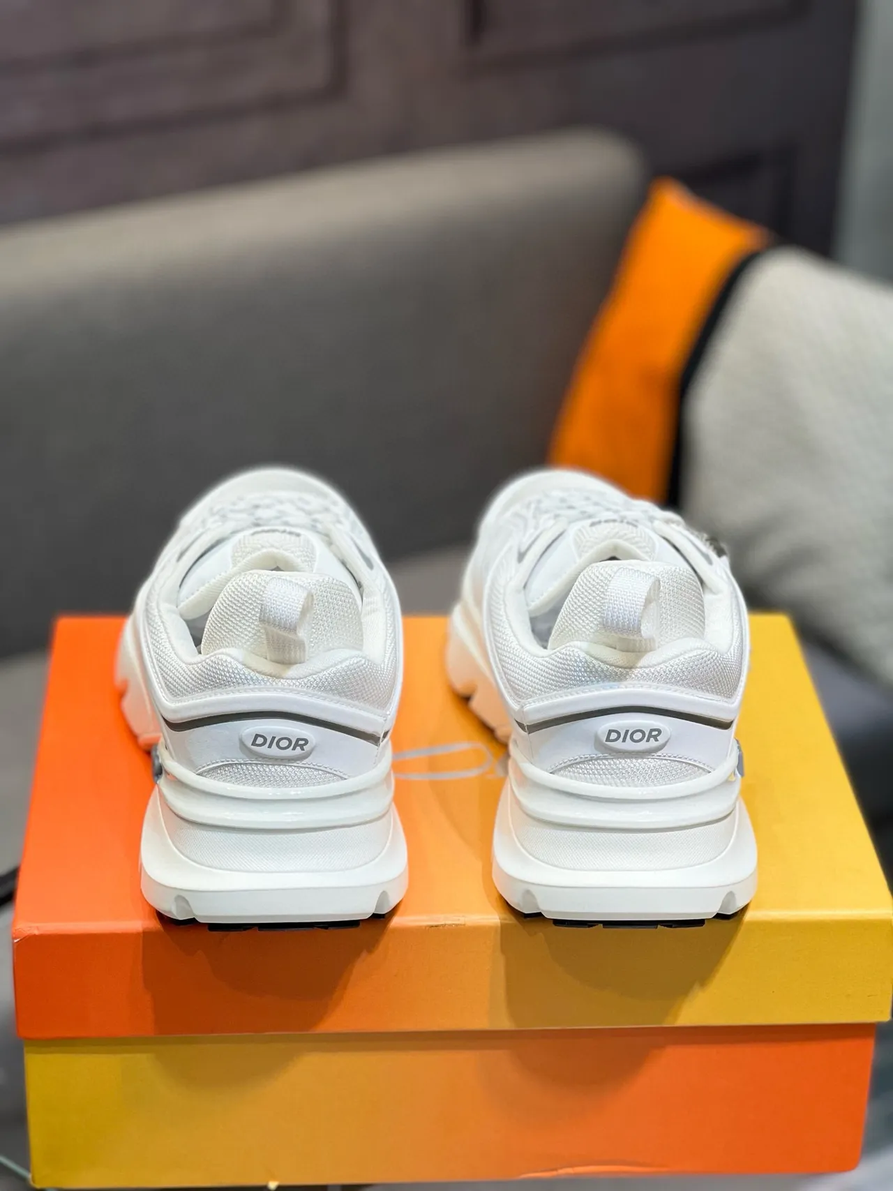 Dior B27 White and Silver-Gray Chunky Sneakers 2