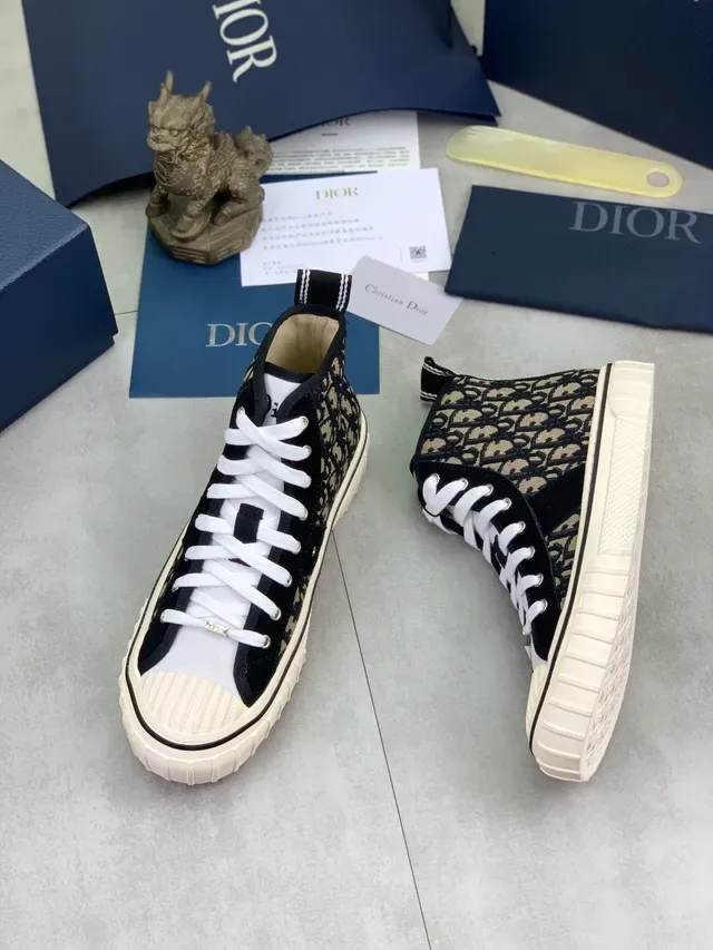 Dior কালো বেইজ হাই টপ ওব্লিক মনোগ্রাম ক্যানভাস লাইফস্টাইল স্নিকার 6