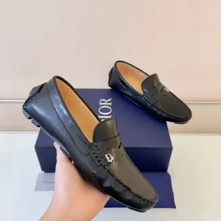 Dior 黑色米色皮革乐福鞋