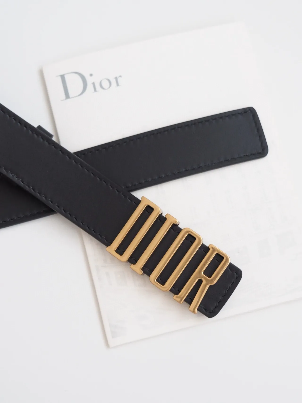 Dior Black Gold Smooth Letter Buckle Leather Belt 3
