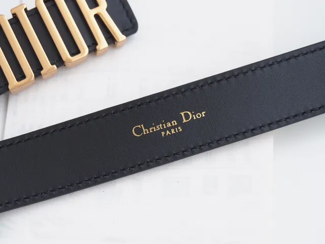 Dior Black Gold Smooth Letter Buckle Leather Belt 4