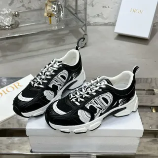 Dior Preto Branco Impressão Gráfica Painel Lateral Sola Esculpida Tênis Chunky