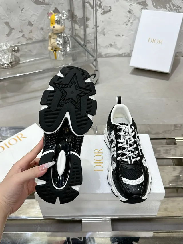 Dior Black White Graphic-Print Side Panel Sculpted Sole Chunky Sneakers 6